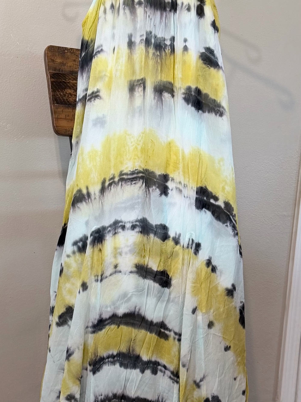 Young Fabulous & Broke Yellow, Black and White Tie-Dye Maxi Dress S
